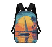 sinyumoney Sailboat Sunset Painting Mochila Escolar Infantil Impresa En 3D Para Niños, Mochila De Viaje De Alta Capacidad, Mochilas Para Libros De 17 Pulgadas Para Niños