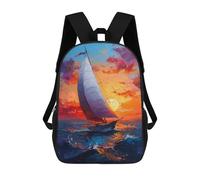 sinyumoney Sailboat Sunset Painting Mochila Ligera Informal Para El Día A Día, Mochila Escolar Para Hombres/mujeres 17inch