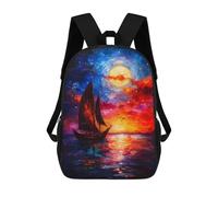sinyumoney Sailboat Under A Full Moon Mochila Escolar Resistente Al Agua, Mochila De Viaje, Bolsa Para Computadora Para La Escuela/trabajo/viajes 17inch