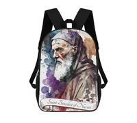 sinyumoney Saint Benedict of Nursia Mochila Escolar Impresa En 3D Para Niños Y Niñas, Mochila Para Portátil Para Niños/estudiantes/adultos 17inch