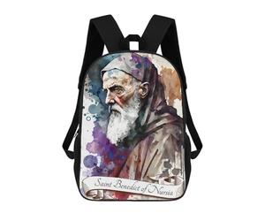 sinyumoney Saint Benedict of Nursia Mochila Escolar Impresa En 3D Para Niños Y Niñas, Mochila Para Portátil Para Niños/estudiantes/adultos 17inch