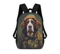 sinyumoney Saint Bernard Camo Jacket Mochilas De Moda Impresas En 3D 17inch Mochila Escolar Informal Para Niños De Primaria Y Secundaria