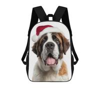 sinyumoney Saint Bernard Dog Wearing Santa Hat Mochilas Para Niños Y Estudiantes, Mochilas Escolares Impresas En 3D, Mochilas Para Estudiantes De Primaria Y Secundaria Para Niños Y Niñas 17inch