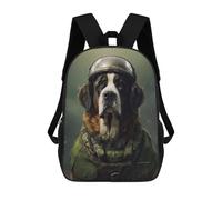 sinyumoney Saint Bernard Soldier Mochila Escolar Infantil De 17 Pulgadas, Mochila Escolar Impresa En 3D Para Niños De Primaria Y Secundaria