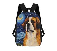 sinyumoney Saint Bernard Starry Night Mochila Escolar Impresa En 3D Para Niños Y Niñas, Mochila Escolar, Mochila De Viaje Para Niños 17inch