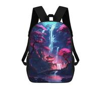 sinyumoney Sakura Waterfall Temple Mochila Escolar Infantil Impresa En 3D Para Niños, Mochila De Viaje De Alta Capacidad, Bolsas Para Libros, Mochila Escolar Infantil 17inch