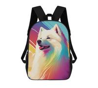 sinyumoney Samoyed Color Dog Mochilas De Moda Impresas En 3D 17inch Mochila Escolar Informal Para Niños De Primaria Y Secundaria