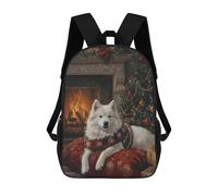 sinyumoney Samoyed Dog Christmas Portrait Festive Samoyed Decor Mochila Escolar Infantil De Moda Informal Mochilas Infantiles Impresas En 3D Mochila Grande Para Niño 17inch