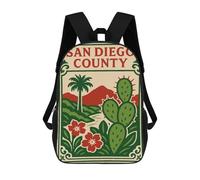 sinyumoney San Diego County Landscape Illustration Mochila Escolar De 17 Pulgadas Para Adolescentes, Con Estampado 3D, Ajustable Y Con Bolsillos, Ideal Para Niños, Niñas Y Estudiantes.