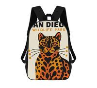 sinyumoney San Diego Wildlife Park Leopard Poster Mochila Escolar Infantil De 17 Pulgadas, Impresa En 3D, Estilo Casual, Para Niños, Ideal Para Viajes, Como Mochila Escolar O Para Llevar Libros.