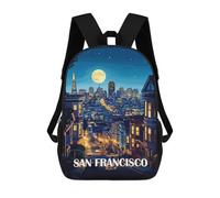 sinyumoney San Francisco Cityscape at Night Mochila, Mochila Escolar Impresa En 3D, Bolsa Para El Almuerzo Escolar, Mochila De Viaje, Mochila Para Amigos, Mochila Escolar Para Niñas Y Niños 17inch