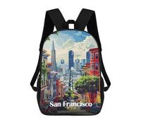 sinyumoney San Francisco Cityscape Illustration Mochila Infantil Para Niñas Y Niños, Mochila De Día, Escuela Primaria, Perfecta Para La Vuelta Al Cole O Educación Física, Regalos Y Viajes 17inch