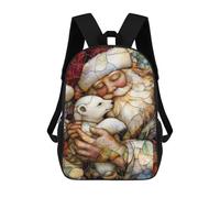 sinyumoney Santa And Polar Bear Stain Mochilas Impresas En 3D Para Niños, Mochila Escolar, Mochila Informal Para Exteriores, Mochila Informal De Moda Para Niños, Lindas Bolsas De Viaje 17inch