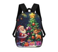 sinyumoney Santa And Reindeer Christm Mochila Infantil Para Niñas Y Niños, Mochila De Día, Escuela Primaria, Perfecta Para La Vuelta Al Cole O Educación Física, Regalos Y Viajes 17inch