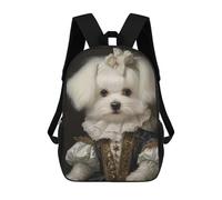 sinyumoney Santa Claus in Snowy Village Christmas Mochila De Día, Mochila Profesional, Bolsa De Libros Impermeable Para Hombres/Mujeres, Dog In Renacimiento Vestido Noble Maltés Con, 17"
