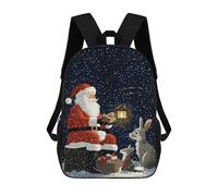 sinyumoney Santa Claus with Bunnies Christmas Mochilas Impresas En 3D Para Niños, Mochila Escolar, Mochila Informal Para Exteriores, Mochila Informal De Moda Para Niños, Lindas Bolsas De Viaje 17inch