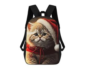 sinyumoney Santa Dressed Cat Mochila Escolar Para Niños, Mochila Escolar Impresa En 3D Para Estudiantes De Primaria Y Secundaria 17inch