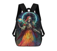 sinyumoney Santa Muerte with Globe And Flowers Mochilas Escolares Para Niños Y Niñas, Mochilas Deportivas Informales Para Primaria, Mochilas De Gran Capacidad Para Libros 17inch