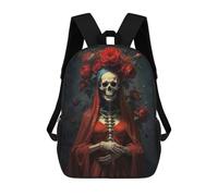 sinyumoney Santa Muerte with Red Roses Mochila Escolar Impresa En 3D Mochilas Informales Para Niños Mochila Escolar Impresa En 3D Para Niños De Primaria Y Secundaria 17inch