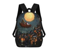 sinyumoney Santas Christmas Flight Christmas Mochila, Mochila Escolar Impresa En 3D, Bolsa Para El Almuerzo Escolar, Mochila De Viaje, Mochila Para Amigos, Mochila Escolar Para Niñas Y Niños 17inch