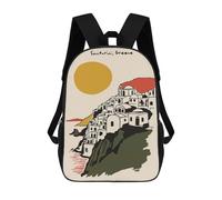 sinyumoney Santorini, Greece Illustration Mochila Escolar Infantil Impresa En 3D Para Niños, Mochila De Viaje De Alta Capacidad, Mochilas Para Libros De 17 Pulgadas Para Niños