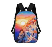 sinyumoney Santorini Sunset Travel Mochilas Infantiles Impresas En 3D, Mochilas De Moda Informales, Mochilas De Viaje Bonitas, Mochilas Informales Para Exteriores Para Niños Y Niñas 17inch
