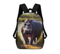 sinyumoney Savanna Hippo Oil Paint Mochila Infantil, Mochila Escolar Impresa En 3D, Mochila Para Niños Y Niñas, Mochila Escolar Ajustable Para La Escuela Primaria 17inch