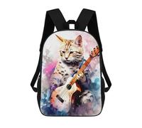 sinyumoney Savannah Cat Playing Guita Mochila Escolar Impresa En 3D Para Niños Y Niñas, Mochila Escolar, Mochila De Viaje Para Niños 17inch