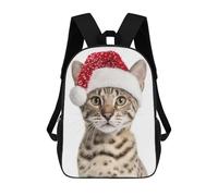 sinyumoney Savannah Cat Wearing A Santa Hat Mochila Escolar De Moda Para Estudiantes, Adecuada Para Niños Y Niñas, Mochila Informal Para Viajes Al Aire Libre, Esencial Para El Día A Día 17inch