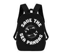sinyumoney Save The Sea Pandas Orcas Mochilas Infantiles Impresas En 3D, Mochilas De Moda Informales, Mochilas De Viaje Bonitas, Mochilas Informales Para Exteriores Para Niños Y Niñas 17inch