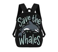 sinyumoney Save The Whales Orca Kille Mochila Escolar Para Niños Mochila Escolar Impresa En 3D Mochila Escolar De Moda Para Niños De Primaria Y Secundaria 17inch