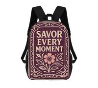 sinyumoney Savor Every Moment Floral Art Mochila Escolar Resistente Al Agua, Mochila Escolar De Negocios Para Niñas, Niños Y Adolescentes 17inch