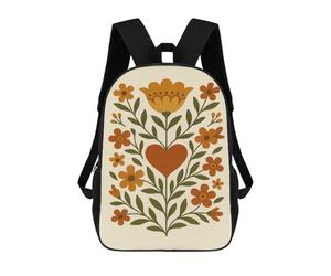 sinyumoney Scandinavian Folk Art Floral Heart Print Mochila Escolar Grande Resistente Al Agua Para Portátil Para La Escuela/trabajo/viajes 17inch