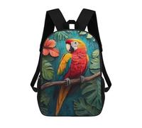 sinyumoney Scarlet Macaw in Tropical Paradise Mochila Escolar Para Niñas Mochila Impermeable Mochila Informal De Día Mochila Ligera Para Niño Y Niña Mochila Escolar 17inch