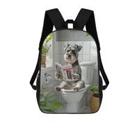 sinyumoney Schnauzer Dog Reading on Toilet Mochila Escolar Infantil Impresa En 3D Para Niños, Mochilas De Viaje, Bolsas Para Libros, Mochila Escolar Infantil 17inch