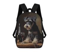 sinyumoney Schnauzer Enjoying Wine Mochila Infantil, Mochila Escolar Impresa En 3D, Mochila Para Niños Y Niñas, Mochila Escolar Ajustable Para La Escuela Primaria 17inch