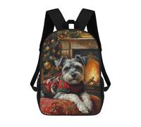 sinyumoney Schnauzer in Christmas Sweater by Fireplace Cozy Christmas Dog Art Mochila Escolar Impermeable Para Ordenador, Ideal Para El Campus, Actividades Al Aire Libre, Viajes Y Deportes 17inch