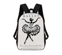 sinyumoney School of Ballet Poster Mochilas De 17 Pulgadas Para Niños, Mochilas Escolares Impresas En 3D Para Estudiantes De Primaria Y Secundaria, Para Niños Y Niñas.