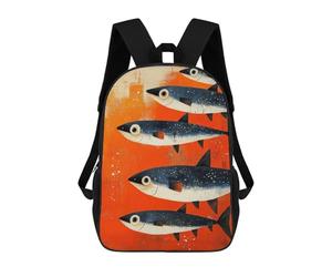 sinyumoney School of Fish on Orange Background Mochila Escolar Infantil Impresa En 3D Para Niños, Mochila De Viaje De Alta Capacidad, Bolsas Para Libros, Mochila Escolar Infantil 17inch