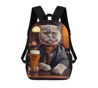 sinyumoney Scottish Fold Cat in Pub Mochila Escolar Infantil Impresa En 3D Para Niños, Mochilas De Viaje, Bolsas Para Libros Para Niños Estudiantes De Primaria 17inch