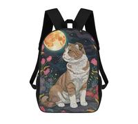 sinyumoney Scottish Fold Cat Under The Moon Mochilas Impresas En 3D Para Niños, Mochila Escolar, Mochila De Moda Para Niños De Primaria Y Secundaria 17inch