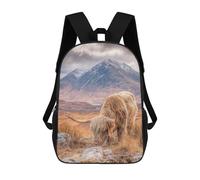 sinyumoney Scottish Highland Cow Grazing Mochila Escolar Infantil De 17 Pulgadas, Impresa En 3D, Estilo Casual, Para Niños, Ideal Para Viajes, Como Mochila Escolar O Para Llevar Libros.