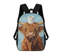 sinyumoney Scottish Highland Cow with Toilet Paper Mochilas Escolares, De Viaje Y Universitarias Para Hombres, Mujeres Y Adolescentes 17inch