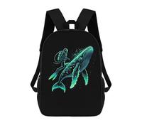 sinyumoney Scuba Diver Whale Mochila Escolar Grande Resistente Al Agua Para Portátil Para Niñas, Niños Y Adolescentes 17inch