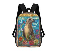 sinyumoney Sea Lion Stained Glass Mochila Escolar Infantil Impresa En 3D, Mochila Informal De Moda Para Niños, Mochila De Viaje De Alta Capacidad Para Libros Para Niños 17inch