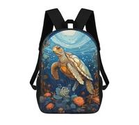 sinyumoney Sea Turtle Art Nouveau Mochilas Para Niños Mochila Escolar Mochila Escolar Impresa En 3D Para Niños Estudiantes De Primaria Y Secundaria 17inch