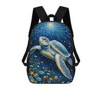 sinyumoney Sea Turtle in Starry Night Mochila Grande Escolar Para Niños - Perfecta Para Viajes, Trabajo Y Uso Diario 17inch