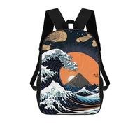 sinyumoney Sea Wave Japanese Art 1 Mochilas Infantiles Impresas En 3D, Mochilas De Moda Informales, Mochilas De Viaje Bonitas, Mochilas Informales Para Exteriores Para Niños Y Niñas 17inch