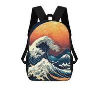 sinyumoney Sea Wave Japanese Art 3 Mochila Ronaldo, Mochila Infantil, Mochila Escolar Para Estudiantes, Mochila Para Libros, Mochila Escolar Impresa En 3D Para Niños Y Niñas, 17inch
