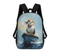 sinyumoney Seagull Pirate on A Boat Mochila Infantil Escolar Para Niños Con Estampado 3D De Dibujos Animados, Mochila Escolar Para Estudiantes, Mochila Para Portátil Para Niños Y Niñas 17inch